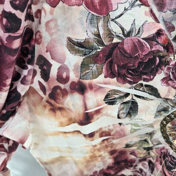 Roz and Ali Multipattern Boho Embroidered Beaded 3/4 Sleeves Shirt Size XL - Picture 8 of 15